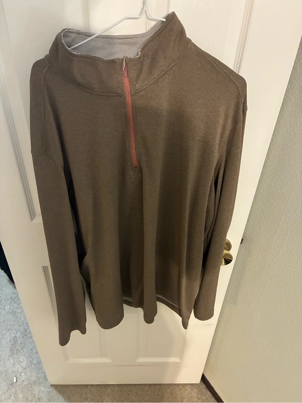 Men's Half-Zip Pullover Sweater in Olive Brown
